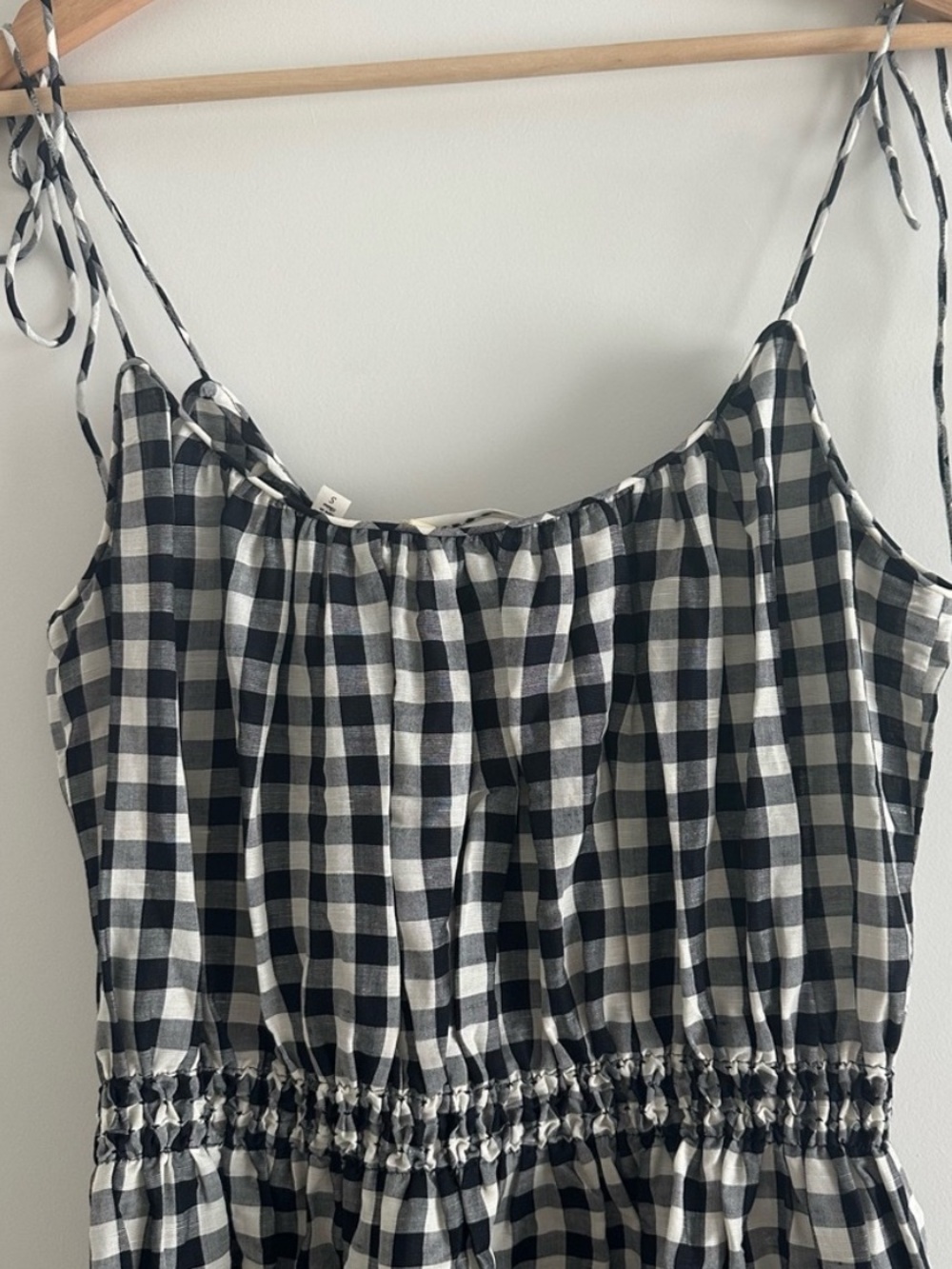 NWT DOEN LESLIE TIE-DETAILED SMOCKED GINGHAM VOILE MIDI DRESS - Picture 8 of 11